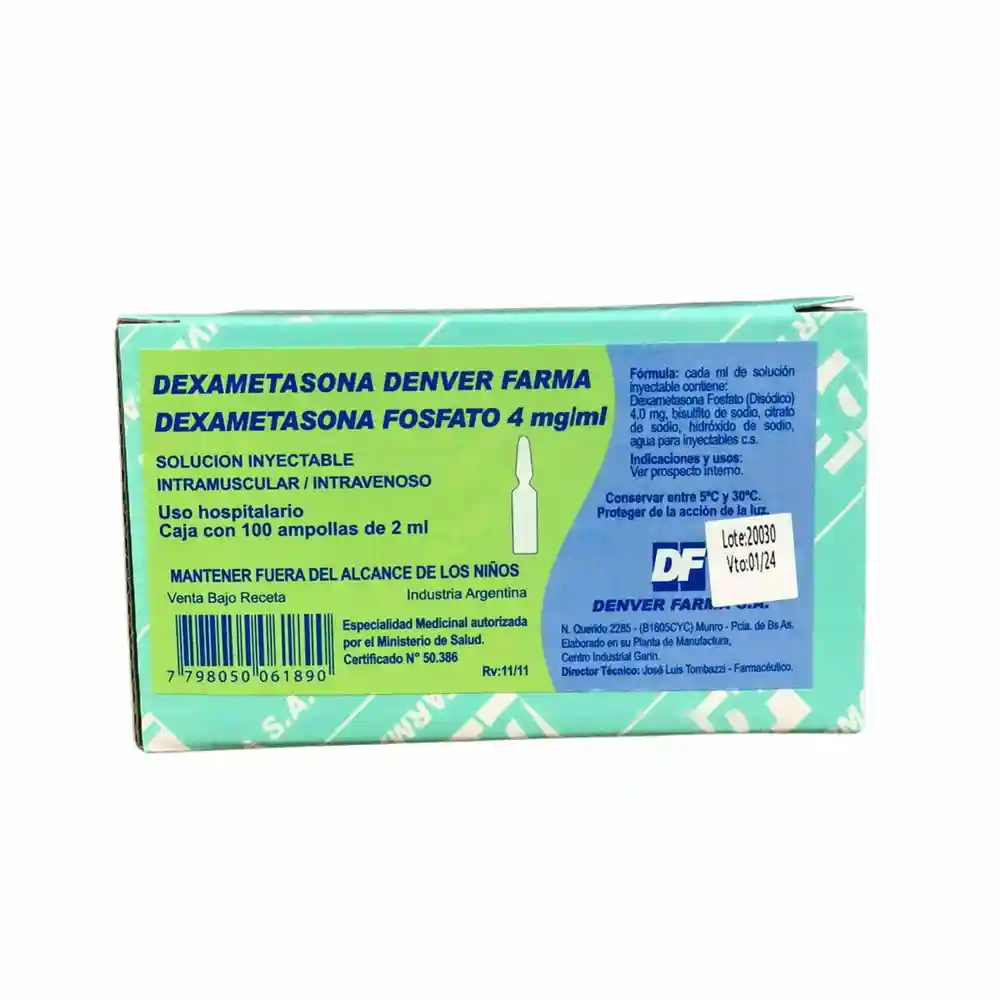 [4308] DEXAMETASONA 8 MG X 1 AMP  2 ML  - DF -  IV, IM -  B6 , B7 -