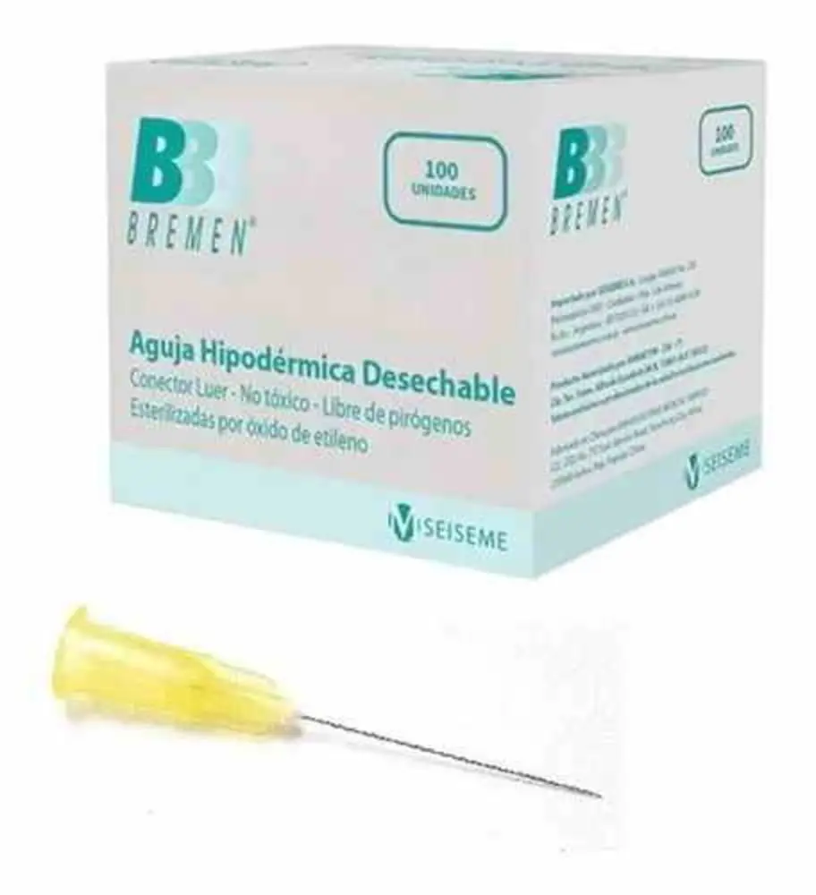 AGUJA DESCARTABLE 13/3 30 G X 1/2` - X 100 UNIDADES (BREMEN)
